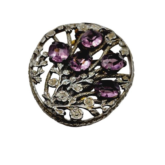 Antique Amethyst Glass Dress Clip (A1261) - Picture 3 of 6